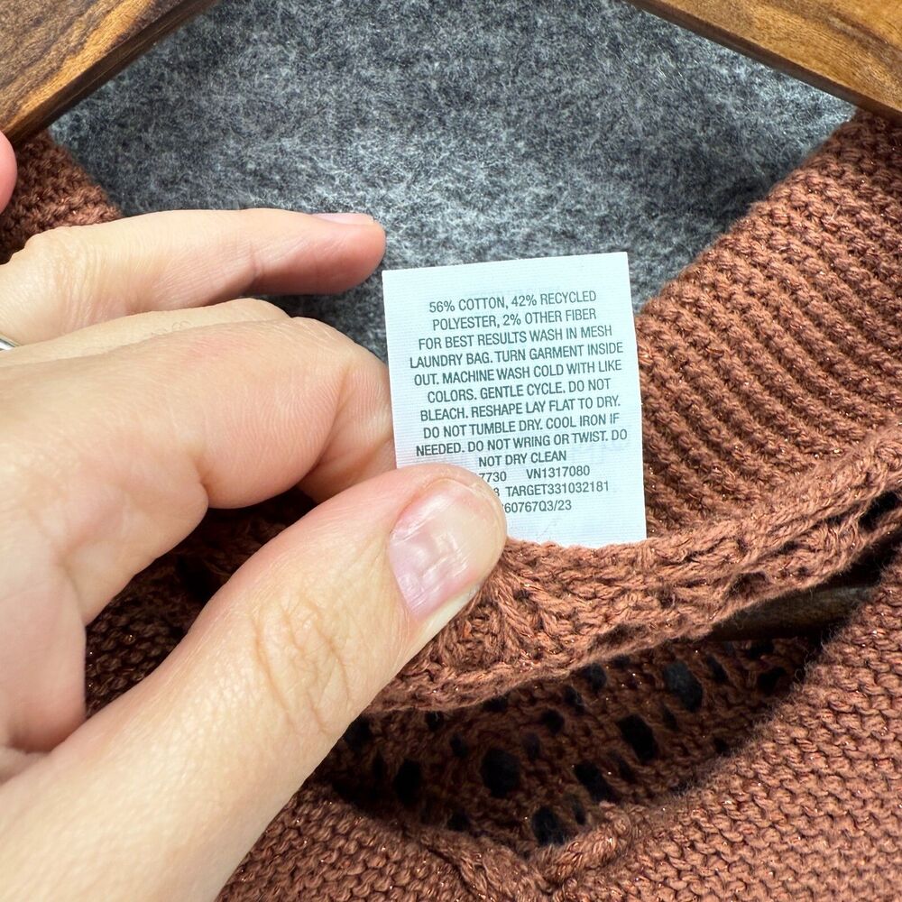Women's Open-Knit Button-Up Top in Rust - Picture 4 of 8